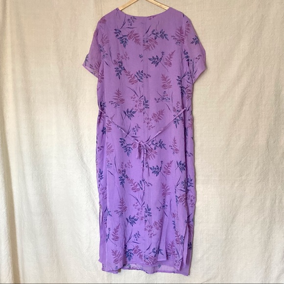 Vintage 90s Style & Co. || Fern and Floral V Neck Flutter Sleeve Maxi Dress - Picture 6 of 8